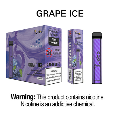 نكهات جديدة Yuoto 2500 Puffs vape ، 5٪ نيكوتين منخفض جدًا من OEM يمكن التخلص منه