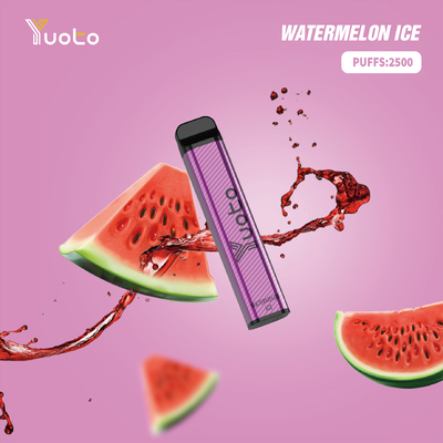 قلم VAPE للثلج البطيخ للاستعمال مرة واحدة Yuoto XXL 2500 نفث 7 مللي بطارية 1200 مللي أمبير في الساعة للبيع بالجملة لإيران