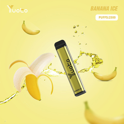 Yuoto XXL 2500 Puffs بطارية 1200 مللي أمبير / ساعة 7.0 مللي بنكهة عصير الموز Ejuice للهند
