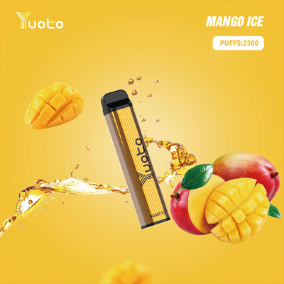 Yuoto xxl 2500 نفث يمكن التخلص منها Vape Pod Mango ice Flavor 7ml Ejuice 1200mAh Battery from China Factory
