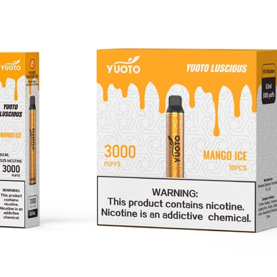 أقلام VAPE للاستعمال مرة واحدة من يوتو 3000 نفخة 50 مجم نيكوتين مانجو ثلج 1350 مللي أمبير
