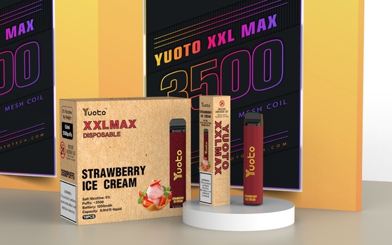 نكهة المانجو الجليدية Yuoto xxl Max 3500 Puffser المتاح المرذاذ شبكة لفائف سطح جلدي 9 مللي