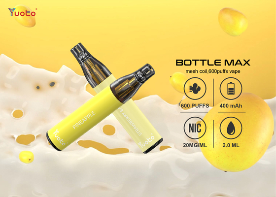 بطارية 400mAh السجائر الإلكترونية الجديدة التي يمكن التخلص منها ، 600 نفخة Tpd Yuoto Bottle Max