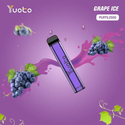 Yuoto 2500 Puffs Flavours Vaporizer Pen Kit 23 نكهة 5٪ 1200 مللي أمبير بطارية يمكن التخلص منها مونجو آيس شائع في الهند