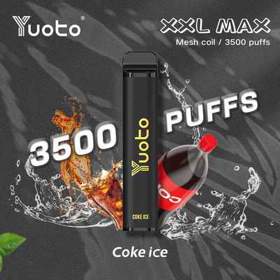 الجملة MSDS 3500puffs المتاح VAPE القلم 2022 تصميم جديد المبخر شبكة لفائف 14 مللي E- السائل فحم الكوك الجليد