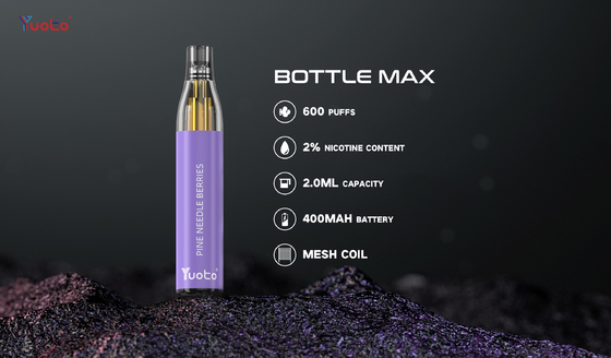 20mg النيكوتين 600 نفث YUOTO زجاجة ماكس ، شبكة لفائف TPD المتاح Vape 2٪ النيكوتين