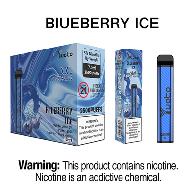 كبسولة يووتو إكس إكس إل للاستعمال مرة واحدة 2500 نفخة ثلج عنبية 7.0 مل EJuice 5٪ Nic