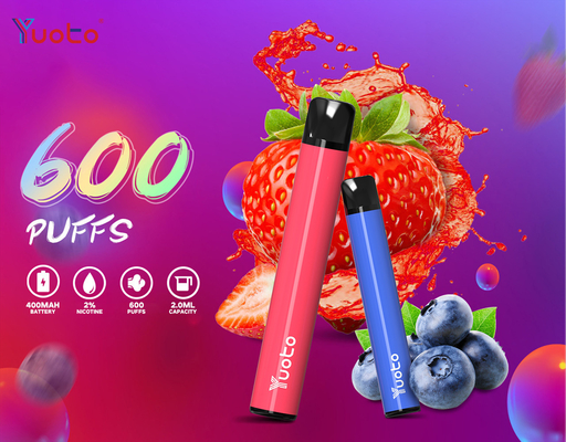 2٪ نيكوتين 2 مل عصير E Yuoto Plus 600 قلم VAPE مع شهادة Tpd