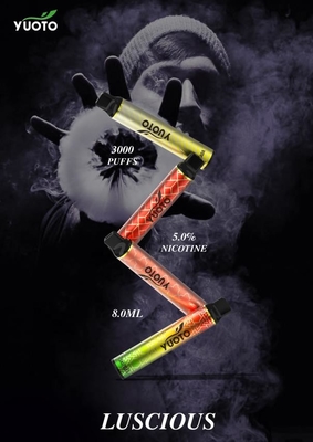 الصين الولايات المتحدة الأمريكية المملكة المتحدة السعودية الشعبية Vape Yuoto Luscious 3000 نفخة 8 مللي VAPE المتاح 5٪ ملح النيكوتين