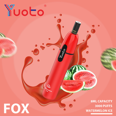 Yuoto Vape fox 3000 نفث الجهد الناتج سبائك الألومنيوم + مادة PCTG السجائر الإلكترونية