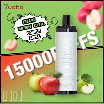 الـ Vape البلاستيكي الـ 850mAh 15000 نفخة تدفق الهواء القابل للتعديل 23 نكهة DualMesh Coil