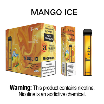 2500 نفخة XXL نكهة قلم YUOTO VAPE 7.0 مللي بطارية 1200 مللي أمبير طعم جيد