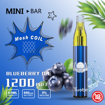 4 مل E Liquid 1200 Puffs Vape mesh coil 16 نكهة مع 5٪ نيكوتين