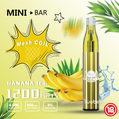 650mah 1200 Puffs Vape، 22x110mm E Vapor Cigarette بدون صيانة