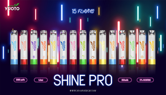 Yuoto Shine 2000 Puffs للاستعمال مرة واحدة فيب VAPE سهل الحمل بأذواق رائعة