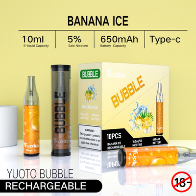 Yuoto Bubble 4000puffs 650 مللي أمبير في الساعة 10 مللي شبكة لفائف قابلة لإعادة الشحن VAPE غير قابلة للانفصال بينا كولادا Ecig Vapor