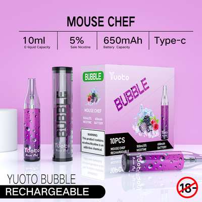 Yuoto Bubble 4000puffs 650 مللي أمبير في الساعة 10 مللي شبكة لفائف قابلة لإعادة الشحن VAPE غير قابلة للانفصال بينا كولادا Ecig Vapor