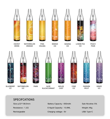 Yuoto Bubble 4000puffs 650 مللي أمبير في الساعة 10 مللي شبكة لفائف قابلة لإعادة الشحن VAPE غير قابلة للانفصال بينا كولادا Ecig Vapor