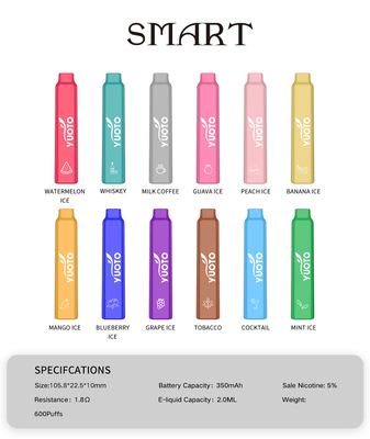 Yuoto Smart 600 Puffs vape من Shenzhen China Vape Manufatrare Yuoto Logo On Product Pod System