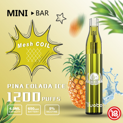 روسيا Hot Yuoto Mini Bar 1200 Puff المتاح 15 نكهة E-Juice سعة 4 مللي