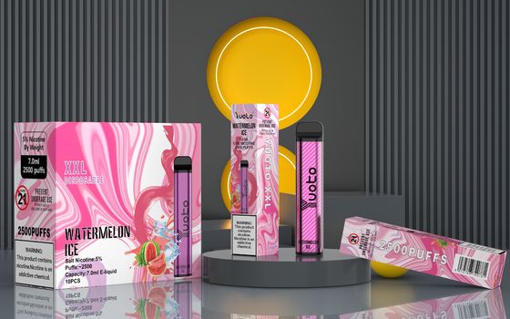 جهاز Airflow XXL 2500 Puffs VAPE قابل للتعديل سعة 7 مل مدمج بقدرة 1200 مللي أمبير في الساعة