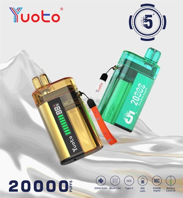 يوتو 20000 يستنشق الـ vape المستخدمة لمرة واحدة مع خزان زيت شفاف