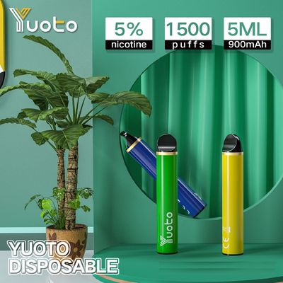 Yuoto 5 1500puffs المتاح تدخين السجائر الإلكترونية 5 مل 5٪ نيكوتين سائل 900 مللي أمبير